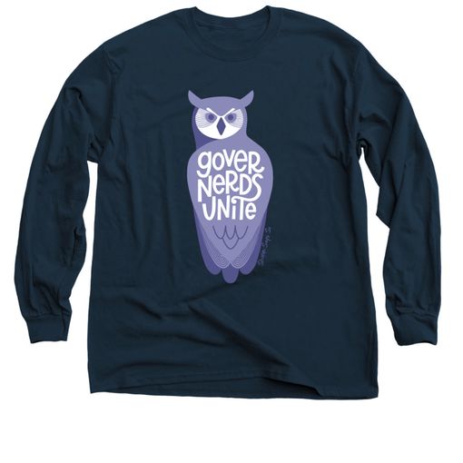 Governerds Unite Owl (Purple) Navy Long Sleeve Tee