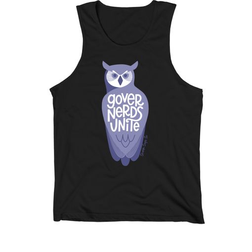 Governerds Unite Owl (Purple) Black Premium Tank Top