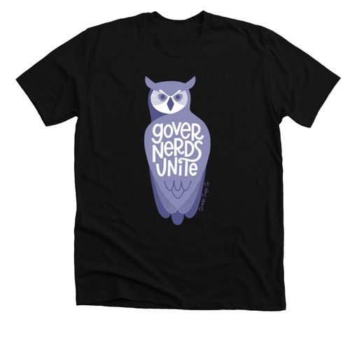 Governerds Unite Owl (Purple) Black Premium Tee