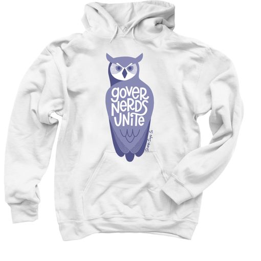 Governerds Unite Owl (Purple) White Hoodie