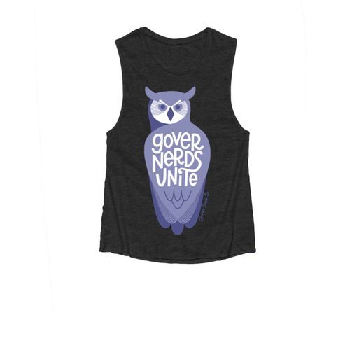Governerds Unite Owl (Purple) Dark Grey Heather Women's Muscle Tank