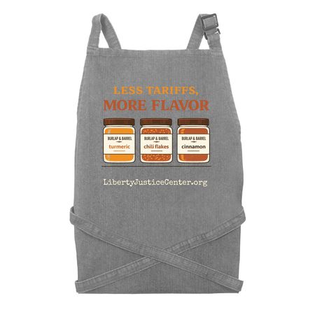 slaying tariffs one statute at a time, a Grey Denim Recycled Denim Bib Apron