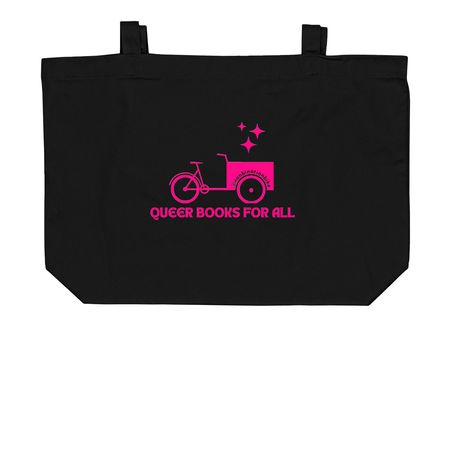 Queer Totes for All, a Black Large Organic Cotton Tote Bag