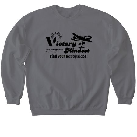 Happy Place Found, a Charcoal Softstyle Crewneck Sweatshirt