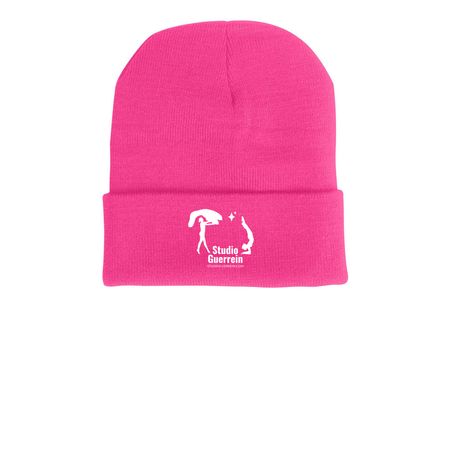 Studio Guerrein Beanie, a Neon Pink Printed Cuffed Beanie