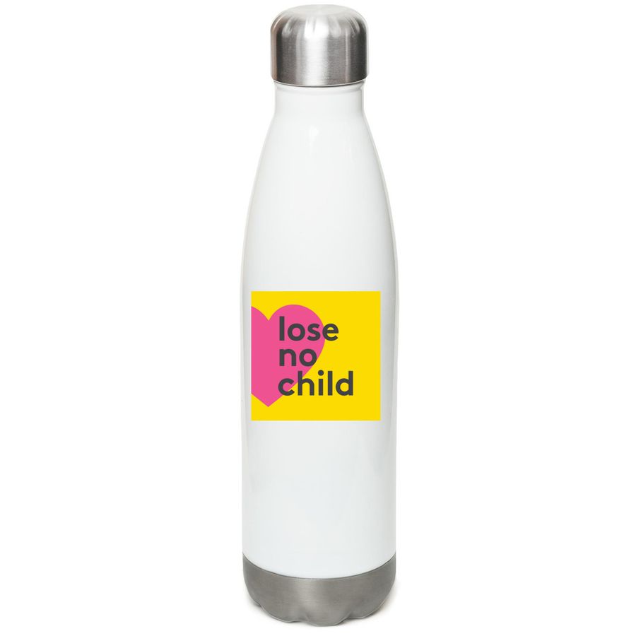 Lose No Child Water Bottle&nbsp;, a White Stainless Steel Water Bottle