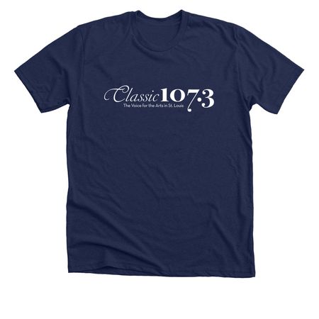Classic 107.3 Logo Tee, a Solid Navy Blend Premium Unisex Tee