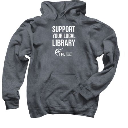 Support Your Local Library, a Dark Heather Pullover Hoodie