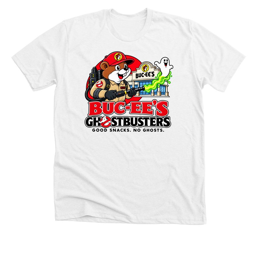 Buc-ee?s Ghostbusters Good Snacks No Ghosts F, a Solid White Blend Premium Unisex Tee