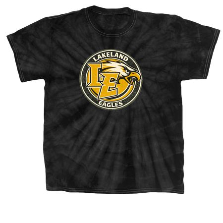 Lakeland Eagles Throwback Logo, a Black Classic Tie Dye Tee