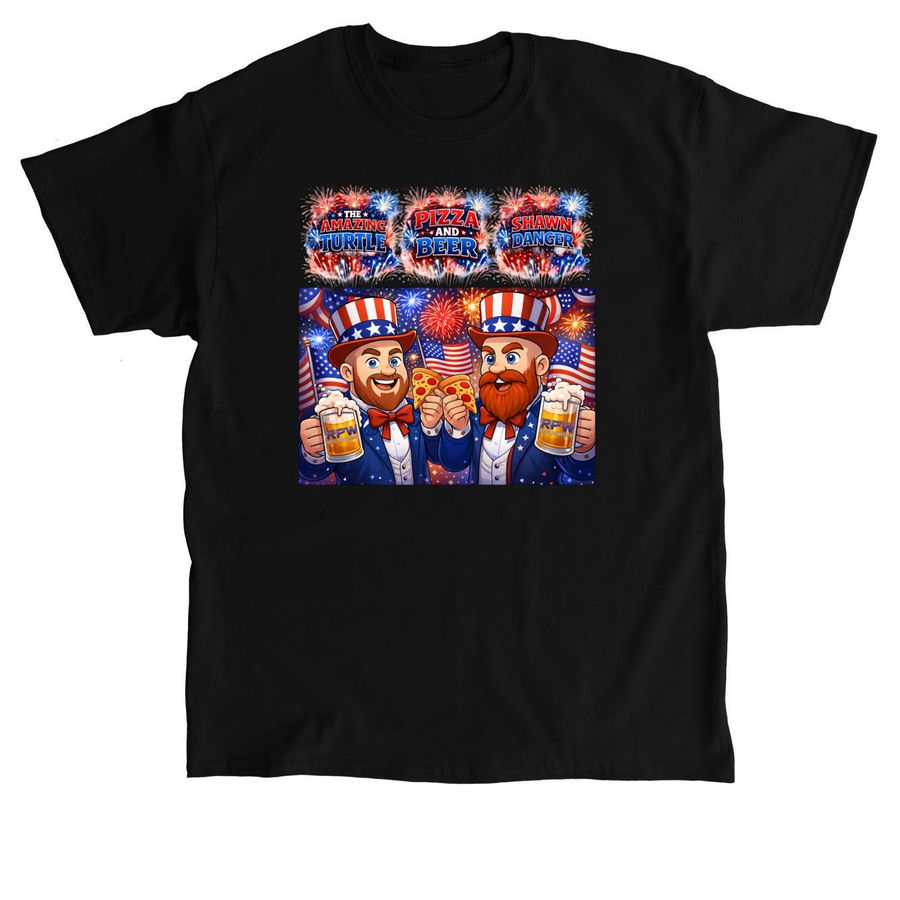 Pizza And Beer ?Independence Day? T-Shirt, a Black Classic Unisex Tee