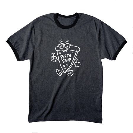 F3 PIZZA SAUP / 2026, a Dark Heather Grey/ Jet Black Cotton Ringer Tee