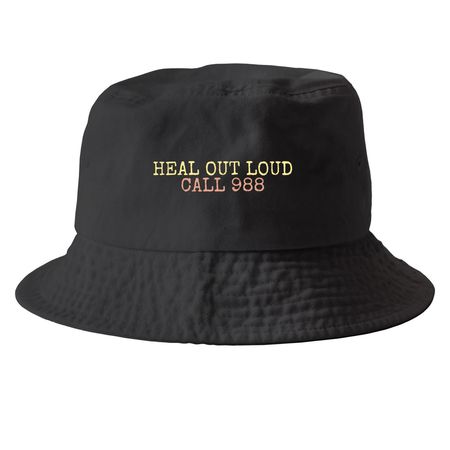 HEAL OUT LOUD, a Black Printed Bucket Hat