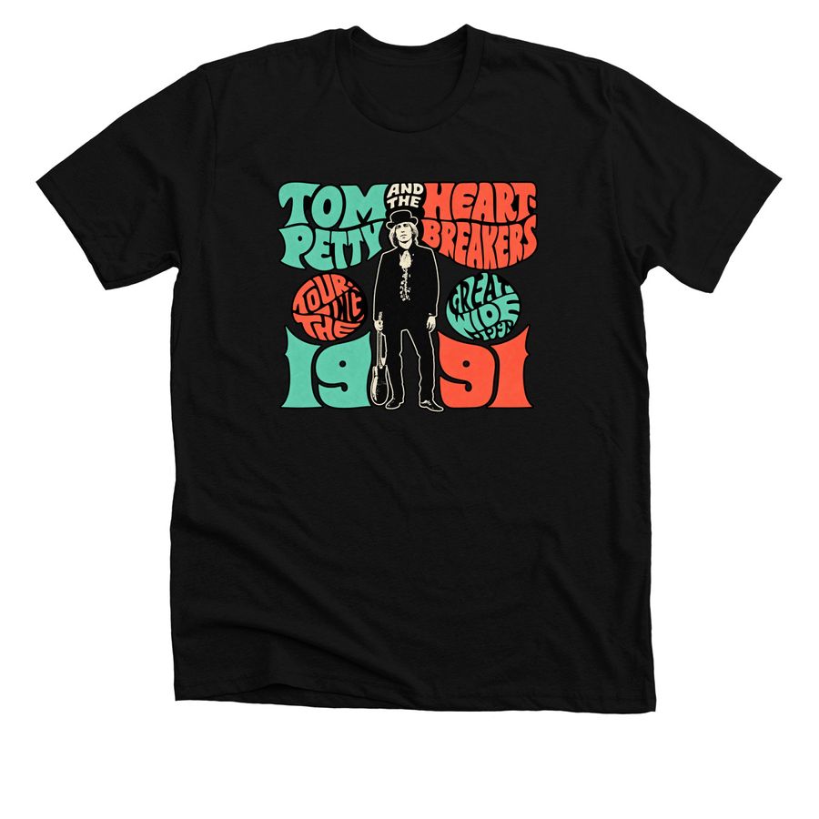 Tom Petty Great Wide Open Tour 1991 T-Shirt, a Solid Black Blend Premium Unisex Tee