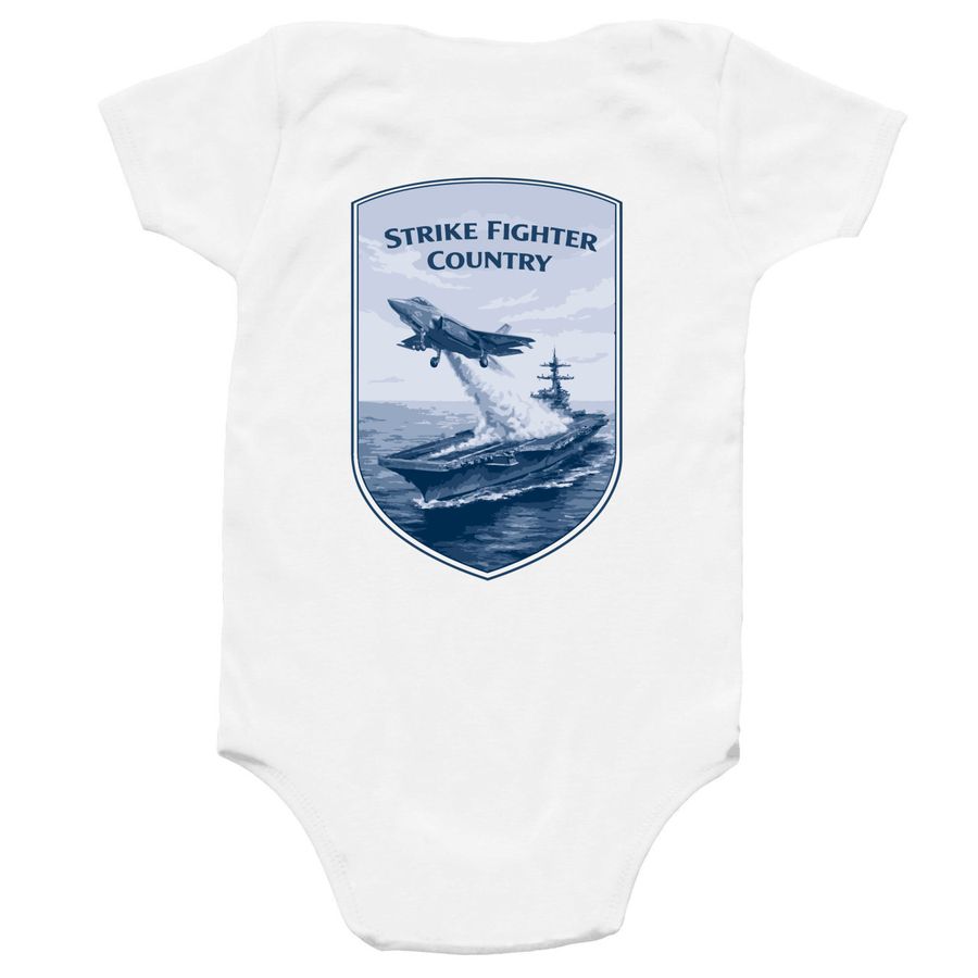 F-35 Carrier - Jet Flag Front, a White Infant Onesie (back-view)