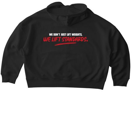 We Lift Standards ZIP Hoodie, a Black Stanley/Stella Women?s Stella Ida Zip Up Pullover Hoodie (back-view)