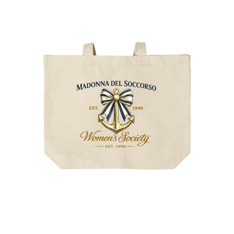 Madonna del Soccorso Women?s Society Tote, a Natural Cotton Canvas Tote Bag