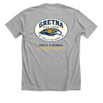 GHS Alumni, a Athletic Heather Premium Unisex Tee (back-view)
