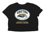 GHS Alumni, a Black Women?s Flowy Cropped Tee (back-view)