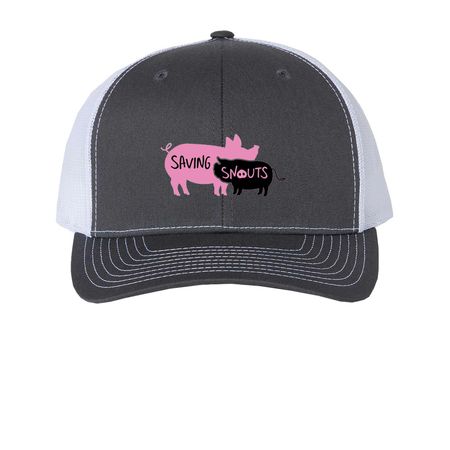 Saving Snouts Logo Hat, a Charcoal/ White Printed Snapback Trucker Cap
