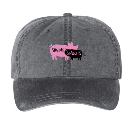 Saving Snouts Logo Hat, a Black Printed Pigment Dye Baseball Cap