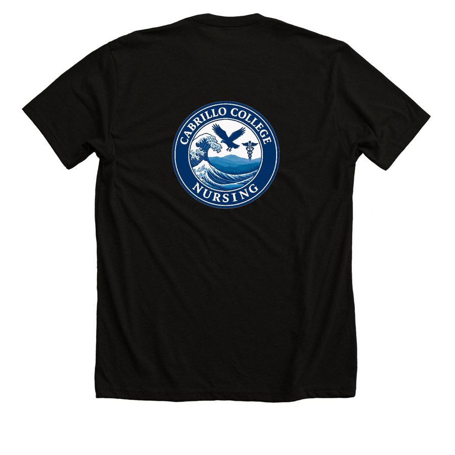 Cabrillo Nursing, a Solid Black Blend Premium Unisex Tee (back-view)