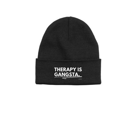 Therapy Is Gangsta Beanie, a Black Printed Base Camp Beanie