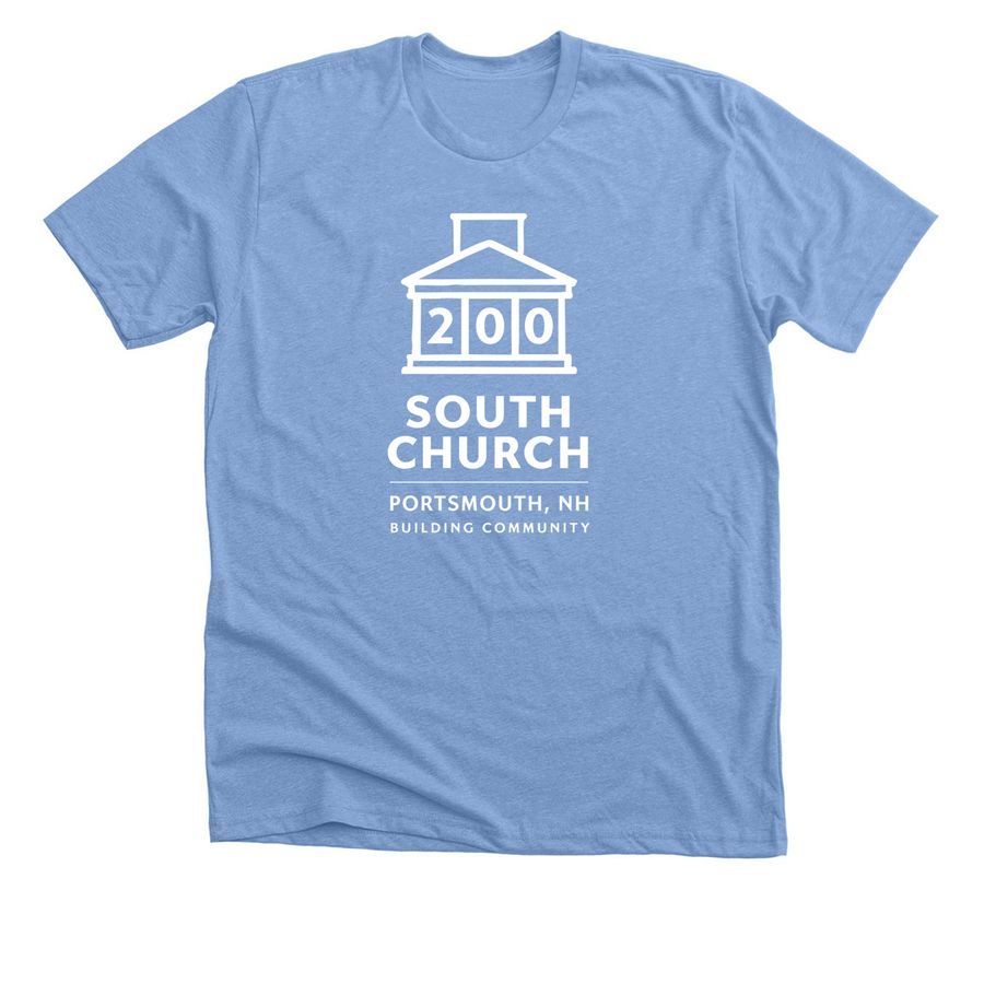 SC 200th | Love is at the Center, a Heather Carolina Blue Premium Unisex Tee