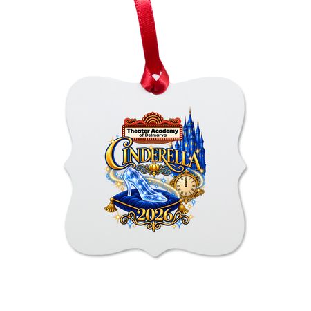 Cinderella Ornament, a White Aluminum Square Ornament