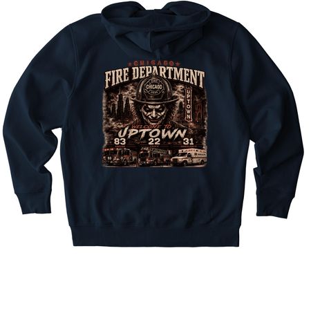 Uptown house gear, a French Navy Stanley/Stella Unisex Cultivator 2.0 Zip Up Pullover Hoodie (back-view)