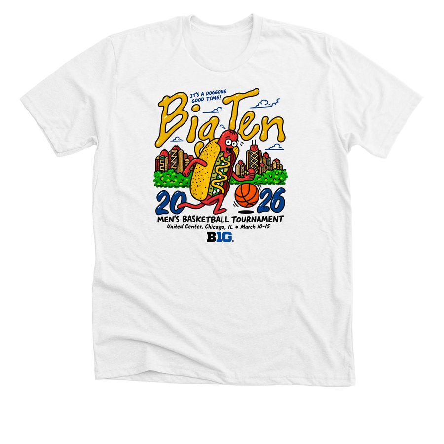 Official 2026 Big Ten Men?s Basketball Tourna, a Solid White Blend Premium Unisex Tee