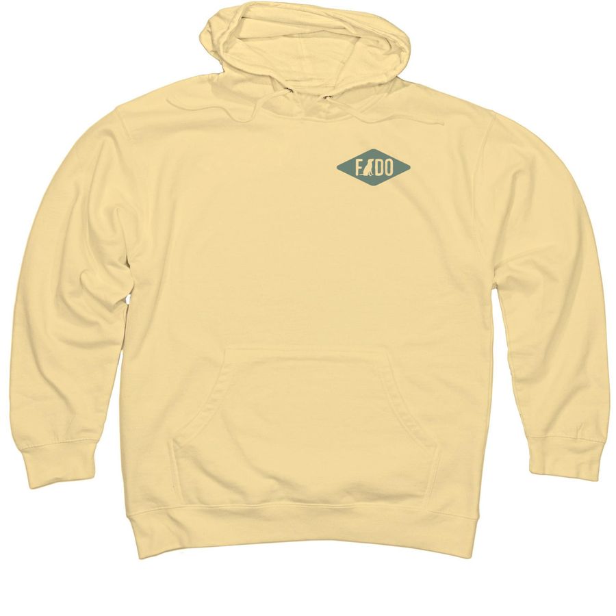 FIDO Vintage Look, Front and Back, Green, a Light Yellow Midweight Pullover Hoodie