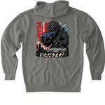 Zilla with the Legends, a Gunmetal Heather Heavyweight Zip Up Hoodie (back-view)