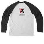 MURPH 2026, a Space Black/ Bright White Allmade Eco Triblend Colorblock Raglan Long Sleeve Tee (back-view)