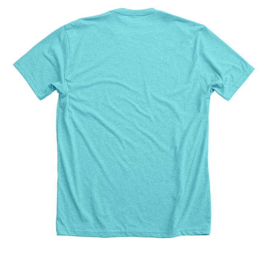 Build Collective Power With Your Neighbors, a Tahiti Blue Premium Tee (back-view)