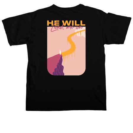 He Will Lead, a Black Comfort Colors Unisex Tee (back-view)