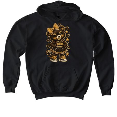 Little Bruin, BIG Attitude!, a Black Softstyle Youth Pullover Hoodie