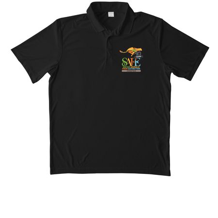 Cheetah SAFE Activewear, a Black Unisex Performance Polo