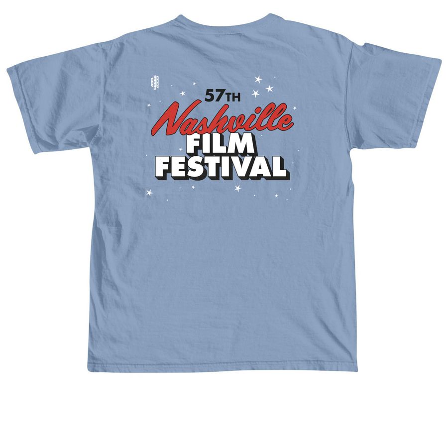#NashFilm57 Blue Tee, a Washed Denim Comfort Colors Unisex Tee (back-view)
