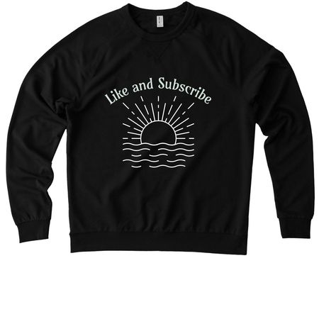 Like and Subscribe, a Deep Black Allmade Organic French Terry Crewneck Sweatshirt