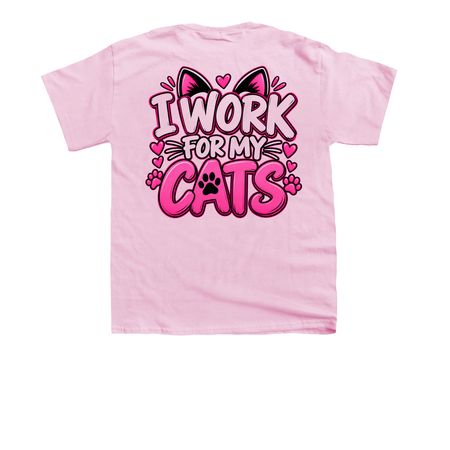 I Work For My Cats, a Light Pink Youth Unisex Tee
