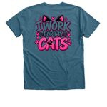 I Work For My Cats, a Heather Deep Teal Premium V-Neck Tee (back-view)