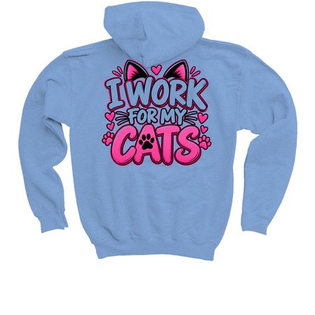 I Work For My Cats, a Carolina Blue Youth Pullover Hoodie