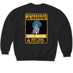 WARNING ANTI-SOCIAL, a Black Softstyle Crewneck Sweatshirt (back-view)