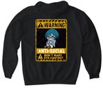 WARNING ANTI-SOCIAL, a Black Gildan Softstyle Pullover Hoodie (back-view)