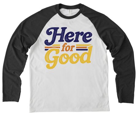 Here for Good, a Space Black/ Bright White Allmade Eco Triblend Colorblock Raglan Long Sleeve Tee
