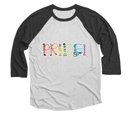 Pride Shirts and Hoodies, a Black and Heather White 3/4 Sleeve Baseball Tee