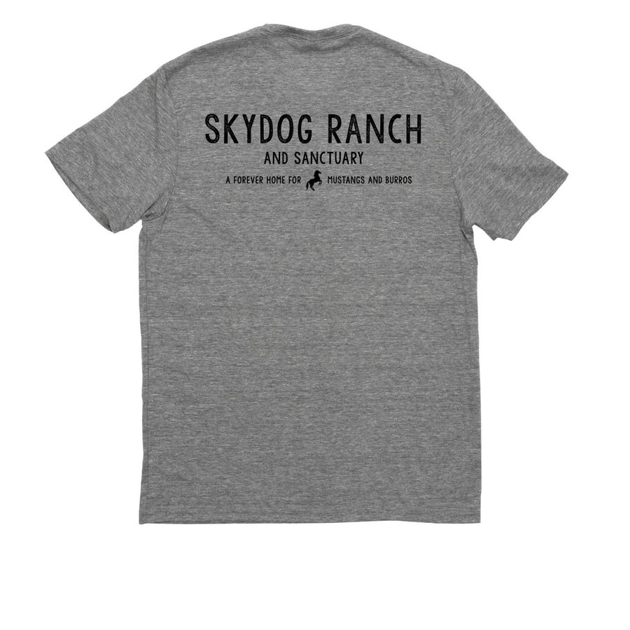 The memorial shirt honoring Barkley, a Aluminum Grey Allmade Eco Triblend Unisex Tee (back-view)