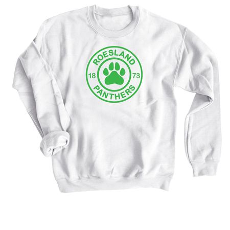 Classic Roesland Green, a White Crewneck Sweatshirt