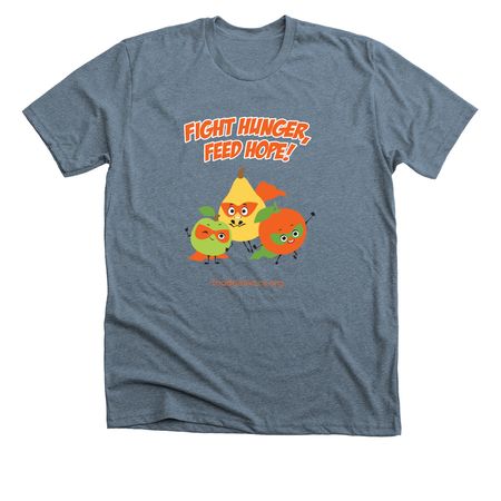 Hunger Action Heroes - Front Design, a Heather Slate Premium Unisex Tee